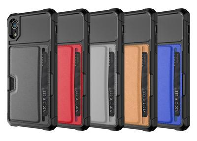 For iPhone XR ZM02 Four Corners Anti-drop PU Leather Coated TPU Case Card Slot Phone Shell