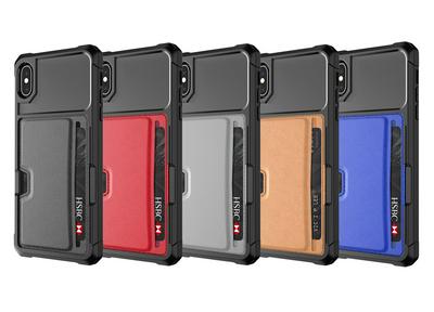 For iPhone Xs Max ZM02 Four Corners Anti-drop PU Leather Coated TPU Case Card Slot Phone Shell