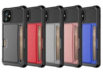 For iPhone 11 ZM02 Four Corners Anti-drop PU Leather Coated TPU Case Card Slot Phone Shell