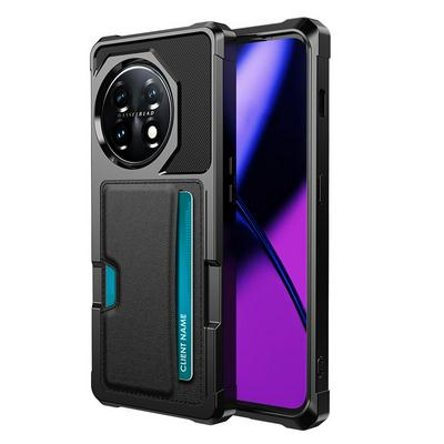 For OnePlus 11 ZM02 Four Corners Anti-drop PU Leather Coated TPU Case Card Slot Phone Shell