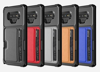 For Samsung Galaxy Note 9 ZM02 Four Corners Anti-drop PU Leather Coated TPU Case Card Slot Phone Shell