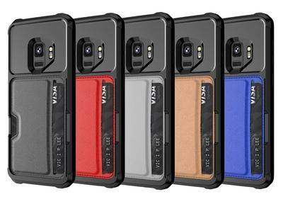 For Samsung Galaxy S9 ZM02 Four Corners Anti-drop PU Leather Coated TPU Case Card Slot Phone Shell