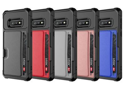 For Samsung Galaxy S10E ZM02 Four Corners Anti-drop PU Leather Coated TPU Case Card Slot Phone Shell