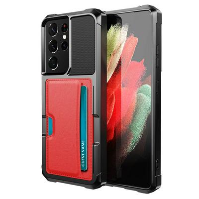 For Samsung Galaxy S21 Ultra ZM02 Four Corners Anti-drop PU Leather Coated TPU Case Card Slot Phone Shell