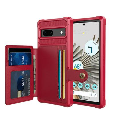 For Google Pixel 7A ZM03 Premium Vintage Shockproof All-Inclusive Hard PC Case with Card Slot Stand Function Cover Case Magnetic Folio Closure 
