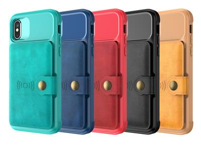 For iPhone X/XS ZM03 Premium Vintage Shockproof All-Inclusive Hard PC Case with Card Slot Stand Function Cover Case Magnetic Folio Closure 
