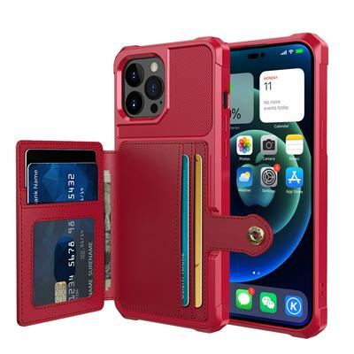 For iPhone 14 Pro Max ZM03 Premium Vintage Shockproof All-Inclusive Hard PC Case with Card Slot Stand Function Cover Case Magnetic Folio Closure 