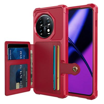 For OnePlus 11 ZM03 Premium Vintage Shockproof All-Inclusive Hard PC Case with Card Slot Stand Function Cover Case Magnetic Folio Closure 