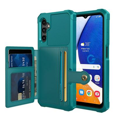 For Samsung Galaxy A14 5G ZM03 Premium Vintage Shockproof All-Inclusive Hard PC Case with Card Slot Stand Function Cover Case Magnetic Folio Closure 