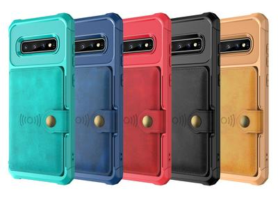 For Samsung Galaxy S10 Plus ZM03 Premium Vintage Shockproof All-Inclusive Hard PC Case with Card Slot Stand Function Cover Case Magnetic Folio Closure 