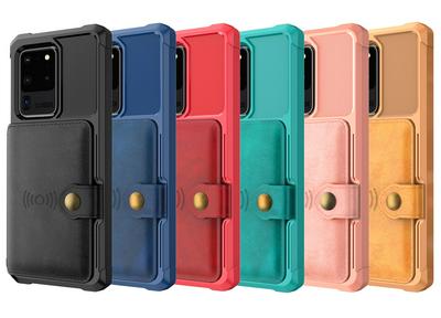For Samsung Galaxy S20 Ultra ZM03 Premium Vintage Shockproof All-Inclusive Hard PC Case with Card Slot Stand Function Cover Case Magnetic Folio Closure 
