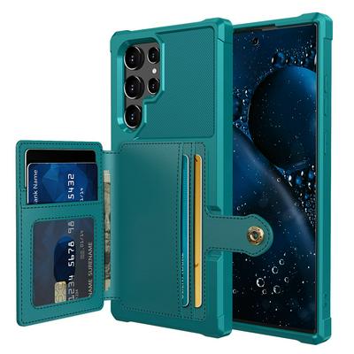 For Samsung Galaxy S22 Ultra ZM03 Premium Vintage Shockproof All-Inclusive Hard PC Case with Card Slot Stand Function Cover Case Magnetic Folio Closure 