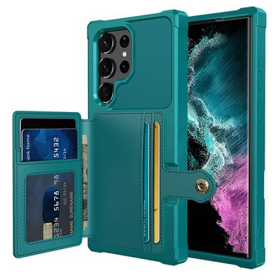 For Samsung Galaxy S23 Ultra ZM03 Premium Vintage Shockproof All-Inclusive Hard PC Case with Card Slot Stand Function Cover Case Magnetic Folio Closure 
