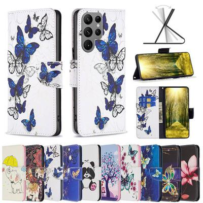 BF Pattern Printing Leather Series-2 for Samsung Galaxy S24 Ultra PU Leather Cover Stand Wallet Full Protection Inner TPU Phone Case
