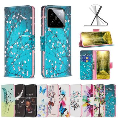 For Xiaomi 14 Color Painted Side Flip Scratch Resistant PU Leather Wallet Phone Case