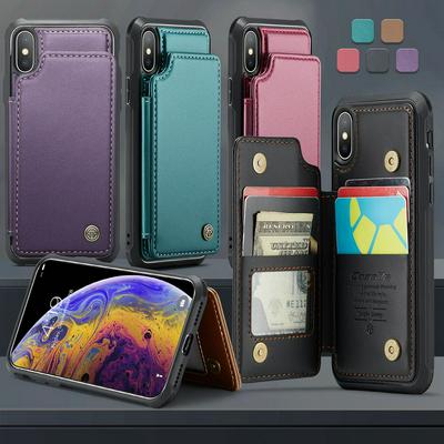 CASEME C22 Series for iPhone Xs Max Case Glossy Phone Cover with Kickstand Card Holder