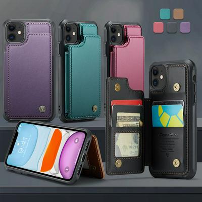 CASEME C22 Series for iPhone 11 Case Glossy Phone Cover with Kickstand Card Holder