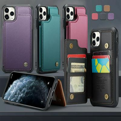 CASEME C22 Series for iPhone 11 Pro Max Case Glossy Phone Cover with Kickstand Card Holder