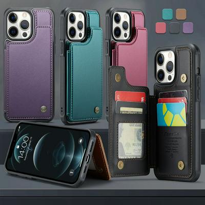 CASEME C22 Series for iPhone 12 Pro Max Case Glossy Phone Cover with Kickstand Card Holder