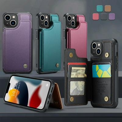 CASEME C22 Series for iPhone 13 Case Glossy Phone Cover with Kickstand Card Holder