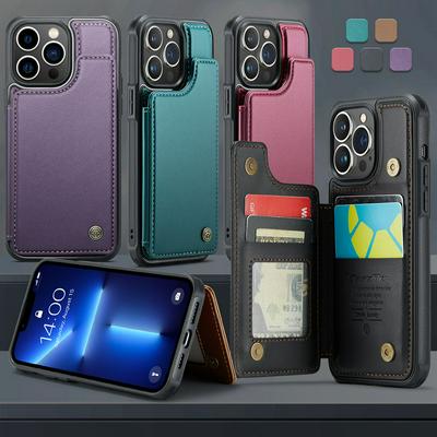 CASEME C22 Series for iPhone 13 Pro Case Glossy Phone Cover with Kickstand Card Holder