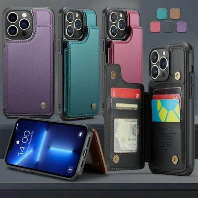 CASEME C22 Series for iPhone 13 Pro Max Case Glossy Phone Cover with Kickstand Card Holder
