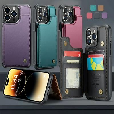 CASEME C22 Series for iPhone 14 Pro Max Case Glossy Phone Cover with Kickstand Card Holder