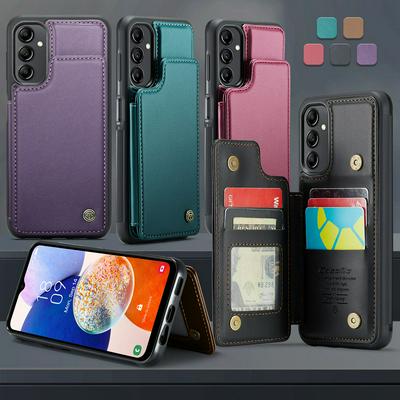 CASEME C22 Series for Samsung Galaxy A14 Case Glossy Phone Cover with Kickstand Card Holder