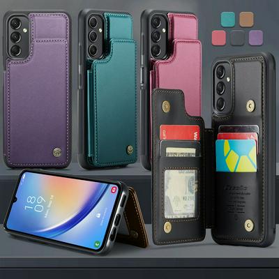 CASEME C22 Series for Samsung Galaxy A24 4G Case Glossy Phone Cover with Kickstand Card Holder