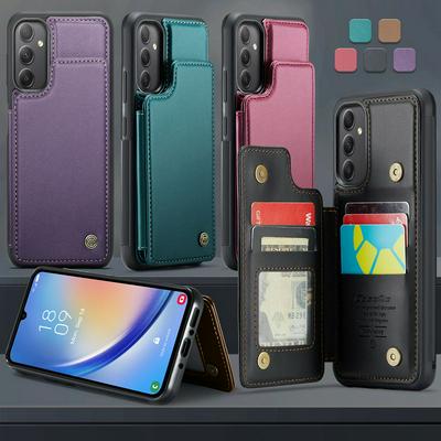 CASEME C22 Series for Samsung Galaxy A34 Case Glossy Phone Cover with Kickstand Card Holder