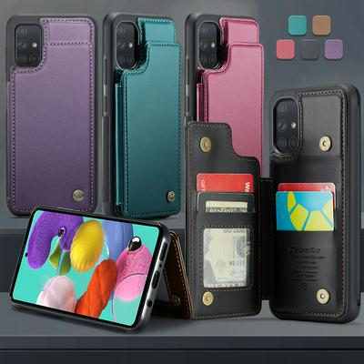 CASEME C22 Series for Samsung Galaxy A51 4G Case Glossy Phone Cover with Kickstand Card Holder