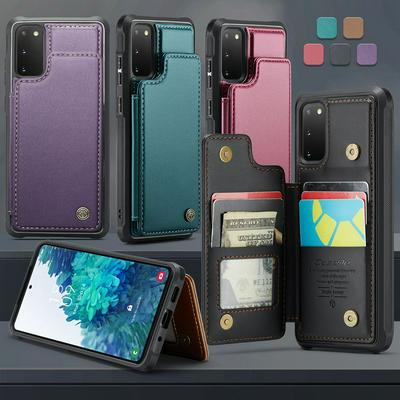 CASEME C22 Series for Samsung Galaxy S20 FE Case Glossy Phone Cover with Kickstand Card Holder