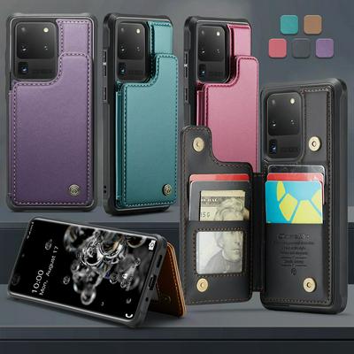 CASEME C22 Series for Samsung Galaxy S20 Ultra Case Glossy Phone Cover with Kickstand Card Holder