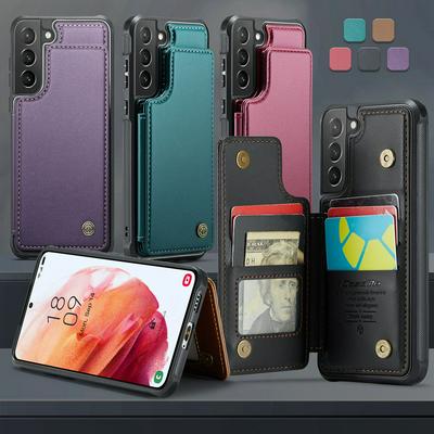 CASEME C22 Series for Samsung Galaxy S21 Plus Case Glossy Phone Cover with Kickstand Card Holder