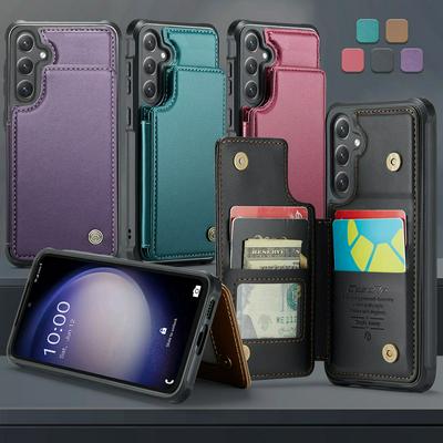 CASEME C22 Series for Samsung Galaxy S23 FE Case Glossy Phone Cover with Kickstand Card Holder