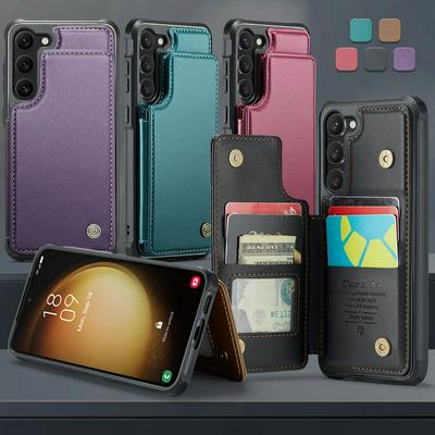 CASEME C22 Series for Samsung Galaxy S23 Plus Case Glossy Phone Cover with Kickstand Card Holder