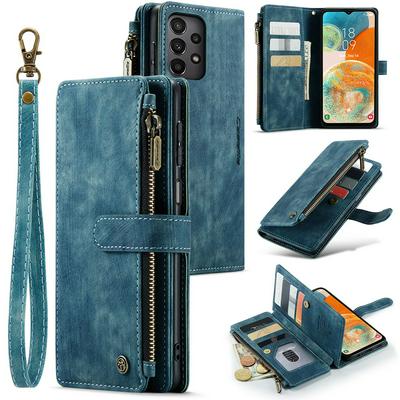 CASEME C30 Series for Samsung Galaxy A23 PU Leather Phone Case Card Slots Zipper Pocket Stand Cover