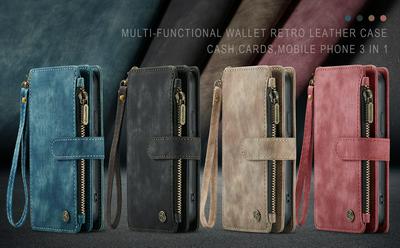 CASEME C30 Series for iPhone 15 Pro Max PU Leather Phone Case Card Slots Zipper Pocket Stand Cover