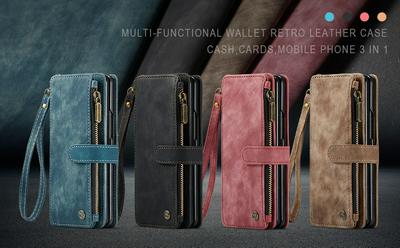 CASEME C30 Series for Samsung Galaxy Z Fold5 PU Leather Phone Case Card Slots Zipper Pocket Stand Cover