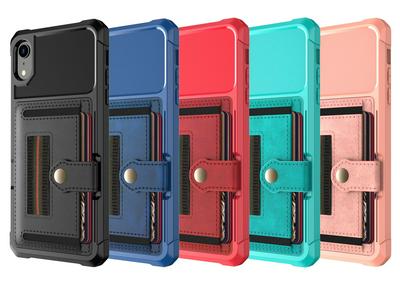 ZM06 for iPhone XR Anti-fall Well-protected PU Leather + TPU Card Slot Design Case with Elastic Finger Strap