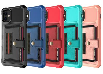 ZM06 for iPhone 11 Anti-fall Well-protected PU Leather + TPU Card Slot Design Case with Elastic Finger Strap