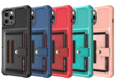 ZM06 for iPhone 12 Pro Anti-fall Well-protected PU Leather + TPU Card Slot Design Case with Elastic Finger Strap