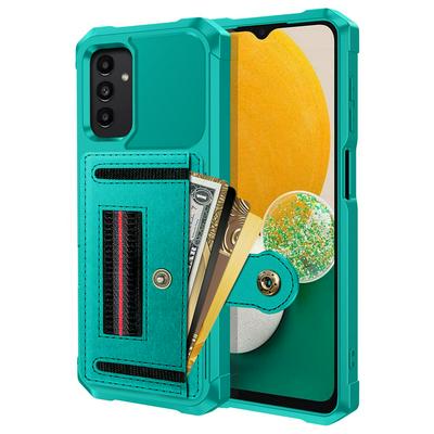 ZM06 for Samsung Galaxy A12 Anti-fall Well-protected PU Leather + TPU Card Slot Design Case with Elastic Finger Strap