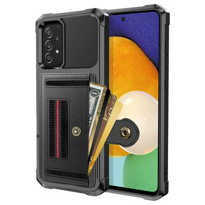 ZM06 for Samsung Galaxy A53 5G Anti-fall Well-protected PU Leather + TPU Card Slot Design Case with Elastic Finger Strap