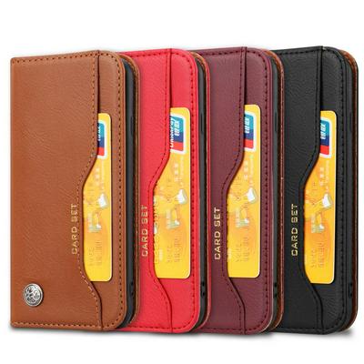 Knead Skin Pattern with Wallet External Card Slots Picture Photo Frame Stand Magnetic Closed PU Leather + TPU Protector Cover Case for iPhone 6S/7/8