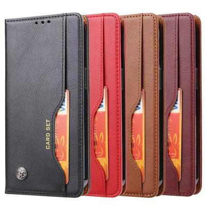 Knead Skin Pattern with Wallet External Card Slots Picture Photo Frame Stand Magnetic Closed PU Leather + TPU Protector Cover Case for iPhone 15 Pro Max