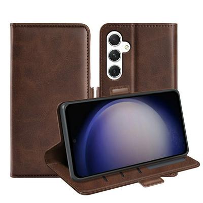 For Samsung Galaxy S24 Double Buckle Wallet Style Folio Flip Leather Case with Stand and Card Slots Function