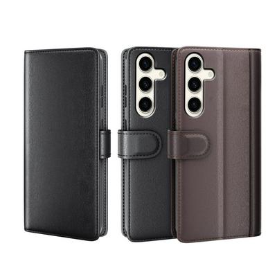 for Samsung Galaxy S24 Plus Side Flip Wallet Style Genuine Leather + Soft TPU Card Slots with Stand and Magnetic Buckle Case 