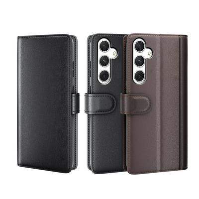 for Samsung Galaxy S24 Side Flip Wallet Style Genuine Leather + Soft TPU Card Slots with Stand and Magnetic Buckle Case 