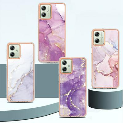 For Motorola Moto G54 IMD Marble Pattern Electroplated Phone Case IMD 2.0mm TPU Skin Anti-Scratch Cover